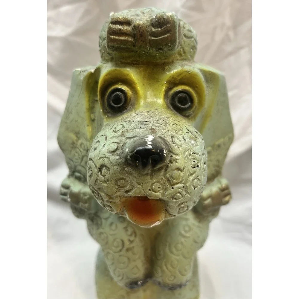 VTG  Chalkware Poodle Dog Coin Bank 1950s Carnival Prize 12